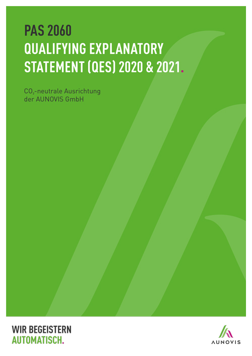 PAS 2060 AUNOVIS GmbH Qualifying Explanatory Statement (QES) 2020 und 2021 von AUNOVIS